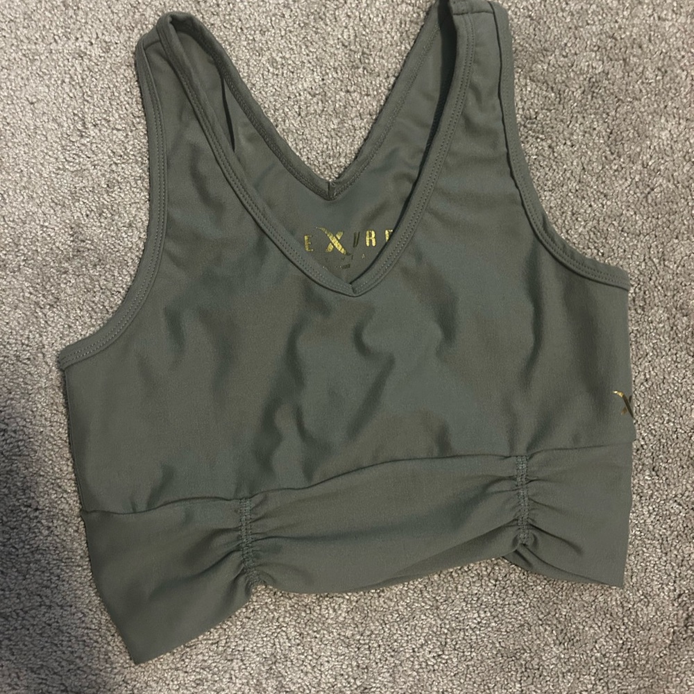 Dark Green V-Neck Sports Bra